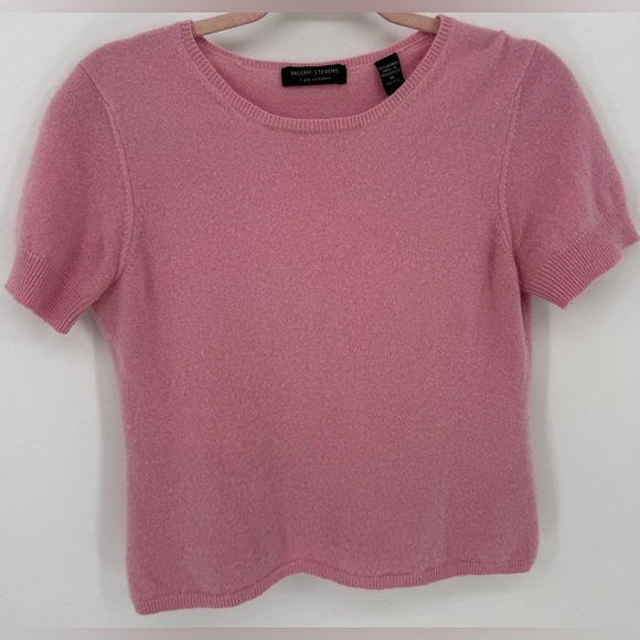 Valerie Stevens 2 Ply 100% Cashmere Short Sleeve Blouse - Picture 1 of 10
